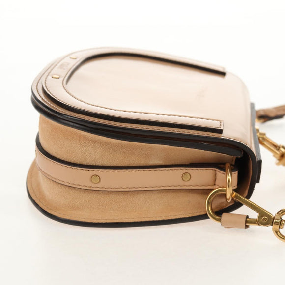 Chloe Nile Hand Bag Enamel 2way Beige Gold Auth 158874V