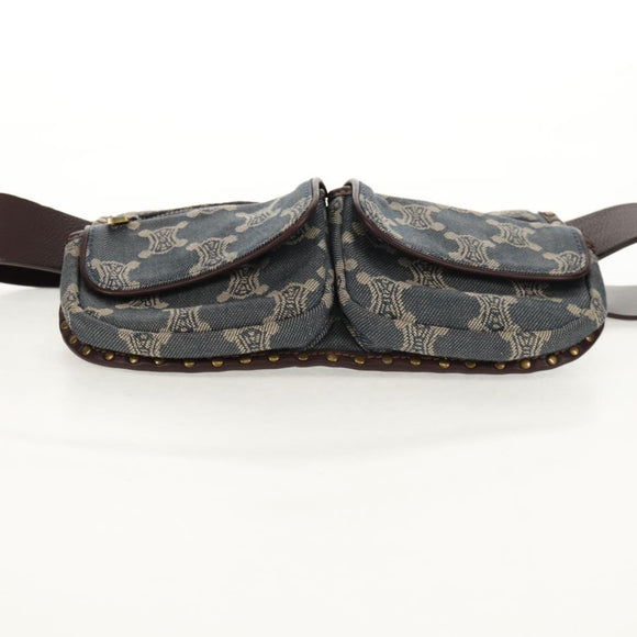 CELINE Paris Macadam Canvas Waist bag Blue Auth 158875V