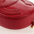 CHANEL Chain Shoulder Bag Lamb Skin Red Gold CC Auth 158878V-16