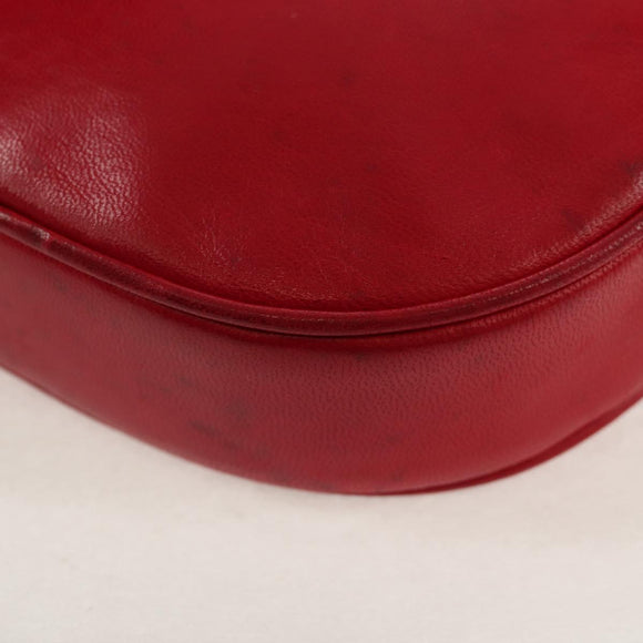 CHANEL Chain Shoulder Bag Lamb Skin Red Gold CC Auth 158878V