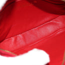 CHANEL Chain Shoulder Bag Lamb Skin Red Gold CC Auth 158878V-10