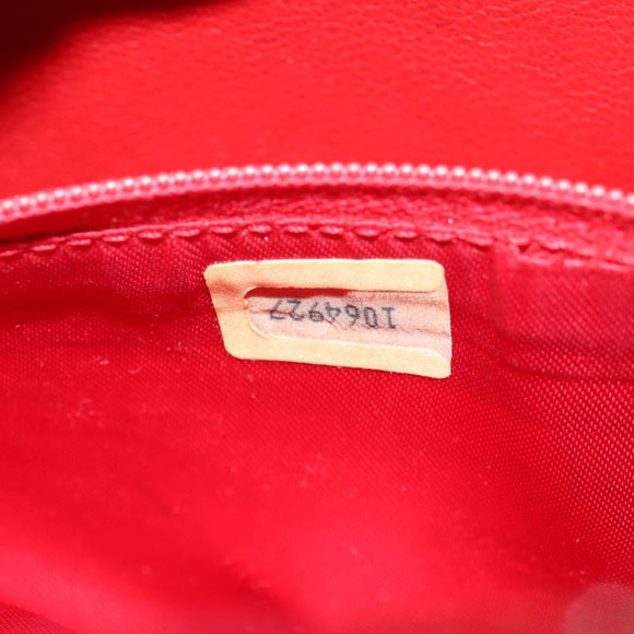 CHANEL Chain Shoulder Bag Lamb Skin Red Gold CC Auth 158878V