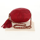 CHANEL Chain Shoulder Bag Lamb Skin Red Gold CC Auth 158878V-12