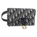 Christian Dior Trotter Canvas Saddle Waist bag Navy Gold Auth 158879SAM-1