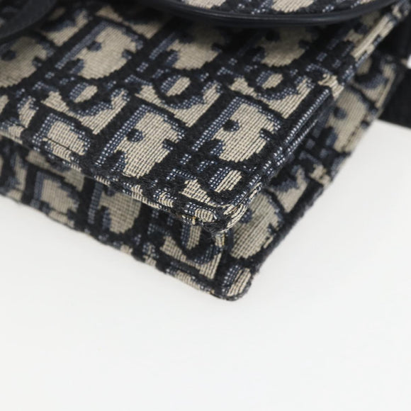 Christian Dior Trotter Canvas Saddle Waist bag Navy Gold Auth 158879SAM