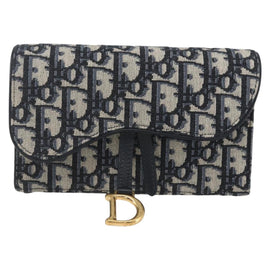 Christian Dior Trotter Canvas Saddle Waist bag Navy Gold Auth 158879SAM - 0