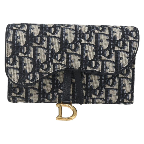Christian Dior Trotter Canvas Saddle Waist bag Navy Gold Auth 158879SAM