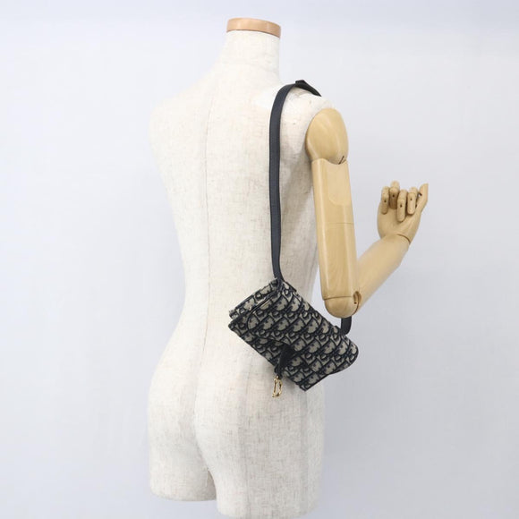 Christian Dior Trotter Canvas Saddle Waist bag Navy Gold Auth 158879SAM