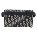 Christian Dior Trotter Canvas Saddle Waist bag Navy Gold Auth 158879SAM-3