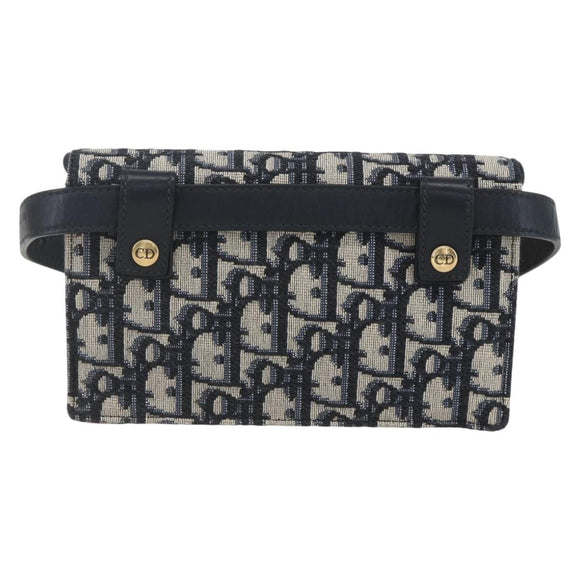 Christian Dior Trotter Canvas Saddle Waist bag Navy Gold Auth 158879SAM