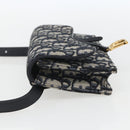 Christian Dior Trotter Canvas Saddle Waist bag Navy Gold Auth 158879SAM-4