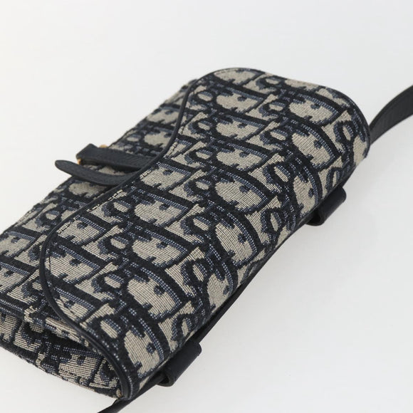Christian Dior Trotter Canvas Saddle Waist bag Navy Gold Auth 158879SAM