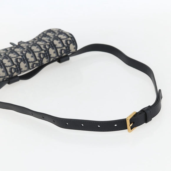 Christian Dior Trotter Canvas Saddle Waist bag Navy Gold Auth 158879SAM