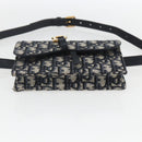 Christian Dior Trotter Canvas Saddle Waist bag Navy Gold Auth 158879SAM-9