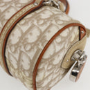 Christian Dior Trotter Canvas Romantic Hand Bag PVC Beige Silver Auth 158880V-12