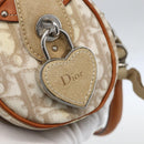 Christian Dior Trotter Canvas Romantic Hand Bag PVC Beige Silver Auth 158880V-14