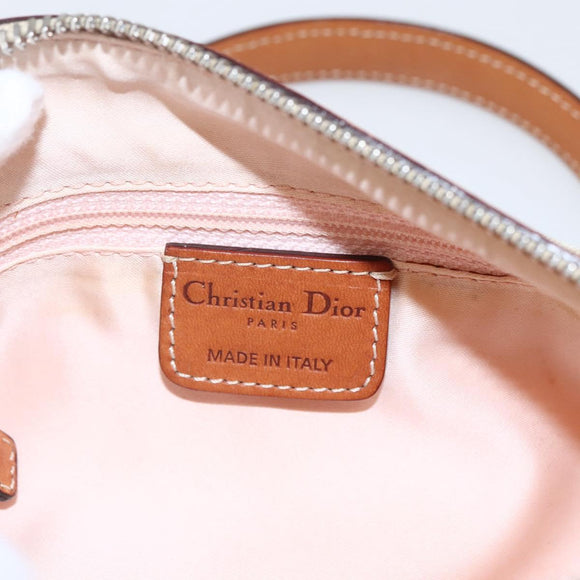 Christian Dior Trotter Canvas Romantic Hand Bag PVC Beige Silver Auth 158880V