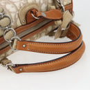 Christian Dior Trotter Canvas Romantic Hand Bag PVC Beige Silver Auth 158880V-7