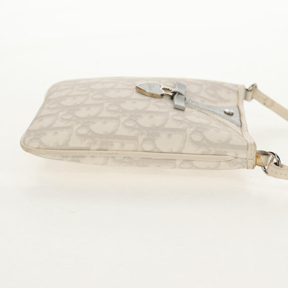 Christian Dior Trotter Romantic Shoulder Bag PVC White Silver Auth 158881V