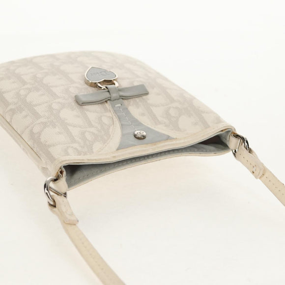 Christian Dior Trotter Romantic Shoulder Bag PVC White Silver Auth 158881V