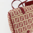 FENDI Zucchino Canvas Mamma Baguette Hand Bag Red Gold Auth 158883V-11