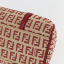 FENDI Zucchino Canvas Mamma Baguette Hand Bag Red Gold Auth 158883V-12