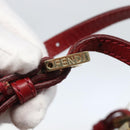 FENDI Zucchino Canvas Mamma Baguette Hand Bag Red Gold Auth 158883V-14