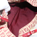 FENDI Zucchino Canvas Mamma Baguette Hand Bag Red Gold Auth 158883V-16
