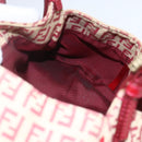 FENDI Zucchino Canvas Mamma Baguette Hand Bag Red Gold Auth 158883V-18