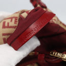 FENDI Zucchino Canvas Mamma Baguette Hand Bag Red Gold Auth 158883V-20