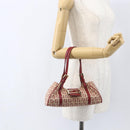 FENDI Zucchino Canvas Mamma Baguette Hand Bag Red Gold Auth 158883V-21