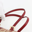 FENDI Zucchino Canvas Mamma Baguette Hand Bag Red Gold Auth 158883V-8