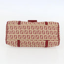 FENDI Zucchino Canvas Mamma Baguette Hand Bag Red Gold Auth 158883V-9