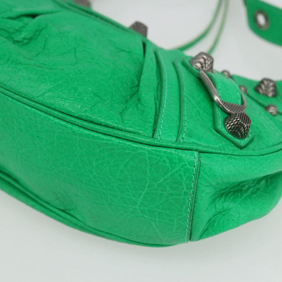 BALENCIAGA Luca Goal XS Shoulder Bag Leather Green Silver 671309 Auth 158884SAM