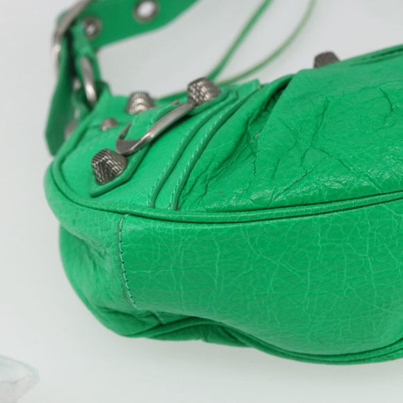 BALENCIAGA Luca Goal XS Shoulder Bag Leather Green Silver 671309 Auth 158884SAM