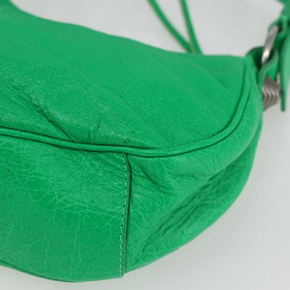 BALENCIAGA Luca Goal XS Shoulder Bag Leather Green Silver 671309 Auth 158884SAM