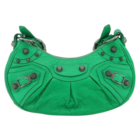 BALENCIAGA Luca Goal XS Shoulder Bag Leather Green Silver 671309 Auth 158884SAM