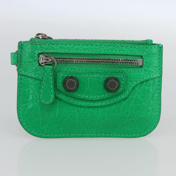 BALENCIAGA Luca Goal XS Shoulder Bag Leather Green Silver 671309 Auth 158884SAM