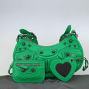 BALENCIAGA Luca Goal XS Shoulder Bag Leather Green Silver 671309 Auth 158884SAM-27
