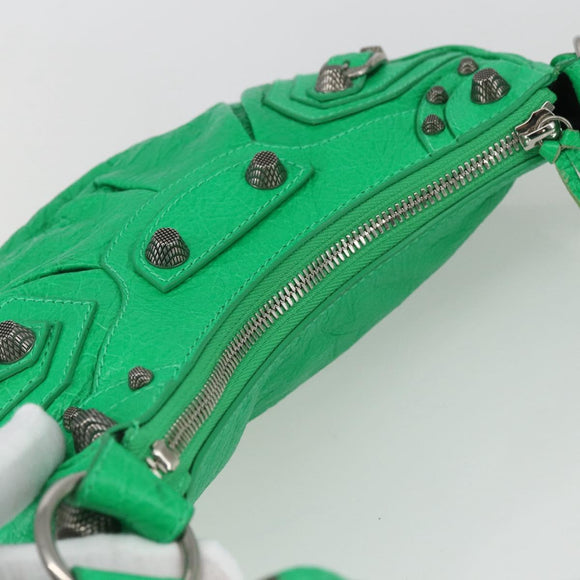 BALENCIAGA Luca Goal XS Shoulder Bag Leather Green Silver 671309 Auth 158884SAM