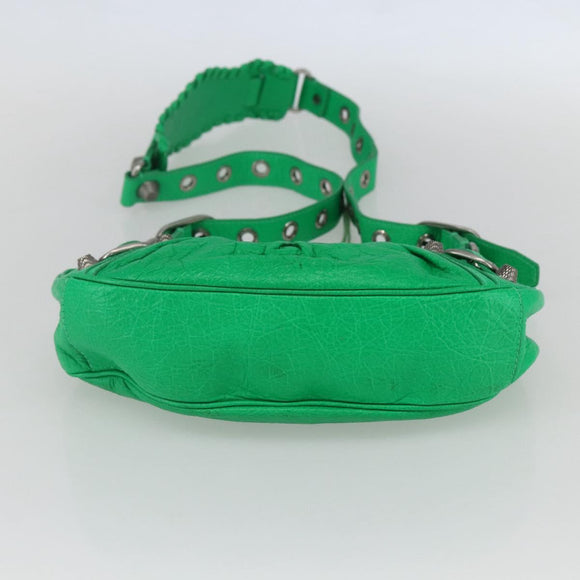BALENCIAGA Luca Goal XS Shoulder Bag Leather Green Silver 671309 Auth 158884SAM