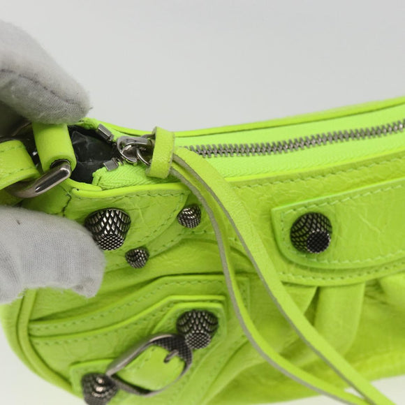 BALENCIAGA Luca Goal Mini Bag Leather Green Silver 695814 Auth 158885SAM