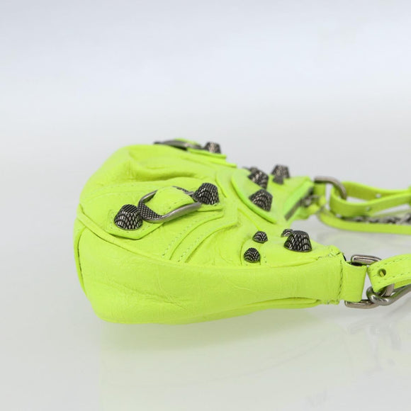 BALENCIAGA Luca Goal Mini Bag Leather Green Silver 695814 Auth 158885SAM