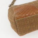PRADA Chain Shoulder Bag Raffia Beige Gold Auth 158888SAV-15
