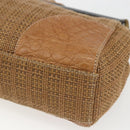 PRADA Chain Shoulder Bag Raffia Beige Gold Auth 158888SAV-16