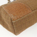 PRADA Chain Shoulder Bag Raffia Beige Gold Auth 158888SAV-17