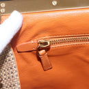 PRADA Chain Shoulder Bag Raffia Beige Gold Auth 158888SAV-21