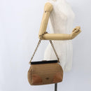 PRADA Chain Shoulder Bag Raffia Beige Gold Auth 158888SAV-25