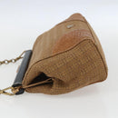 PRADA Chain Shoulder Bag Raffia Beige Gold Auth 158888SAV-3