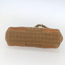 PRADA Chain Shoulder Bag Raffia Beige Gold Auth 158888SAV-5